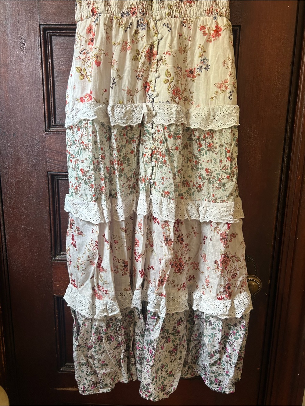 Anthropologie Peregrine Tiered Deco Floral Midi Dress Lace Eyelet - Picture 9 of 9